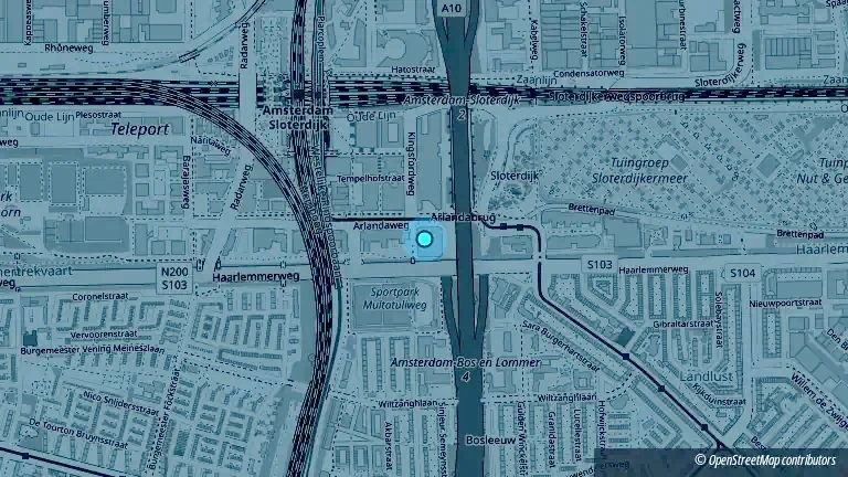 Map of Amsterdam Sloterdijk with the Novogara office on Kingsfordweg marked.